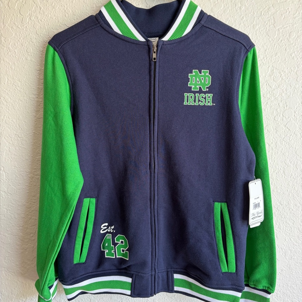 NWT Notre Dame Full Zip Bomber Jacket - Youth Medium By Colosseum